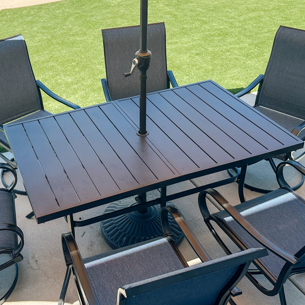 Panel Steel Rectangle Outdoor Dining Table for 6 Chairs