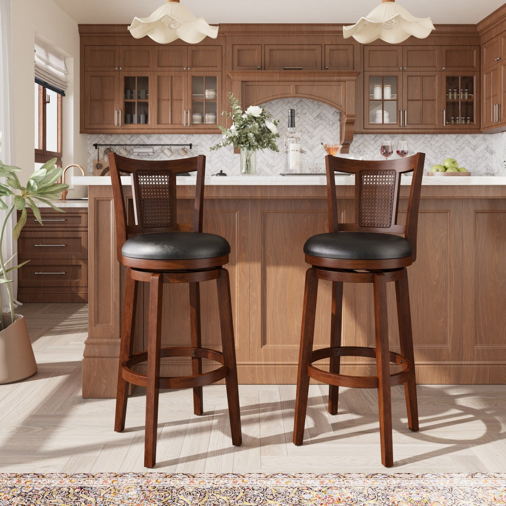 360-degree swivel wooden bar stools
Grid weave back upholstered counter stools for home kitchen bar
