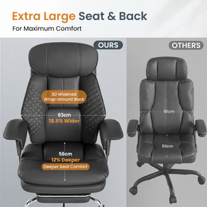 Faux Leather High-Back Executive Office Chair with Footrest & Adjustable Armrests
