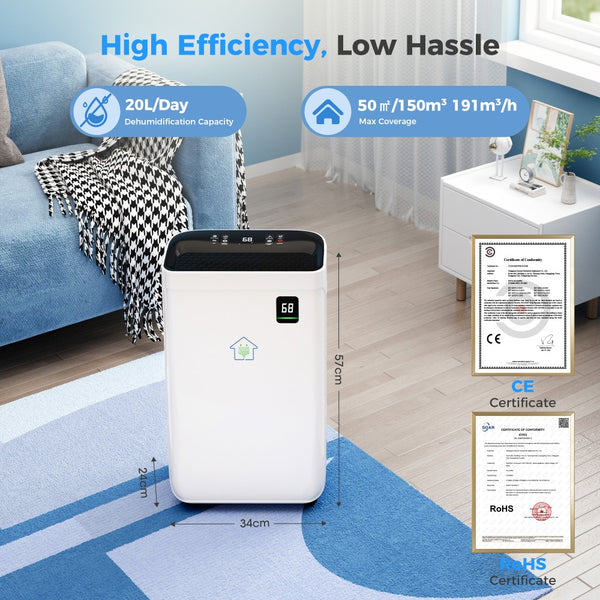 Smart Dehumidifier for Large Rooms with Drying Mode and Humidity Control