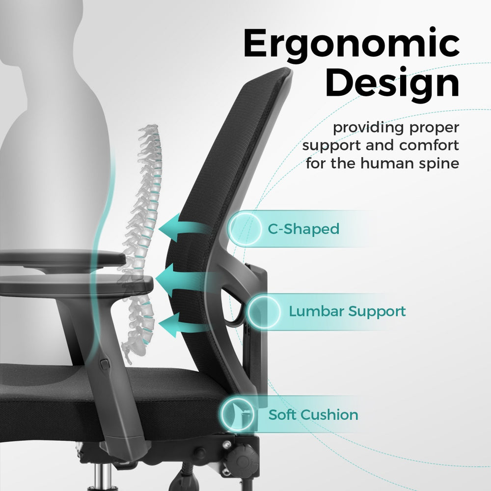 Ergonomic Mesh Office Desk Chair with Lumbar Support and Adjustable Armrests