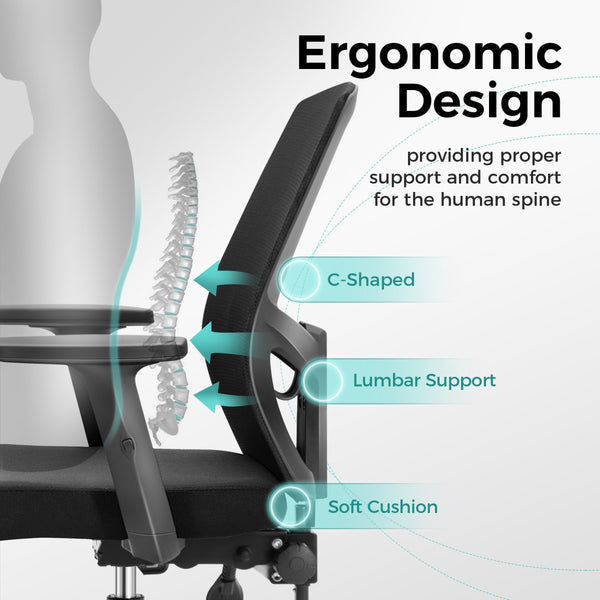 Ergonomic Mesh Office Chair with Adjustable Armrests & Lumbar Support
