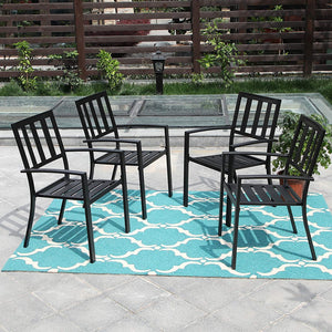 Metal Stackable Garden Chairs Set of 2/4