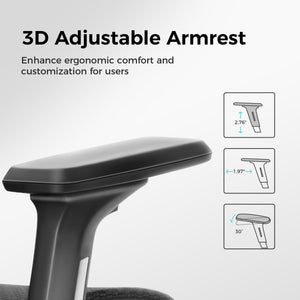 Ergonomic Mesh Office Chair with Footrest & 3D Adjustable Armrests