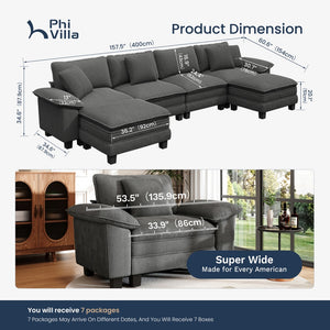 U‑Shaped Cosy Corduroy Sofa with Chaise