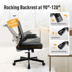 Ergonomic Mesh Office Chair with Flip-Up Armrests & Adjustable Lumbar Support