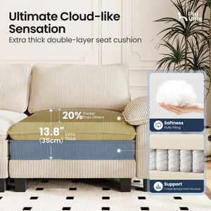 4‑Seater Corner Sofa in Corduroy with Chaise
