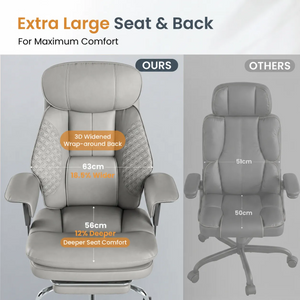 Faux Leather High-Back Executive Office Chair with Footrest & Adjustable Armrests