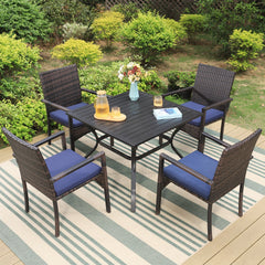 4 Seater Outdoor Dining Set Garden Table & Cushioned Dining Chairs
