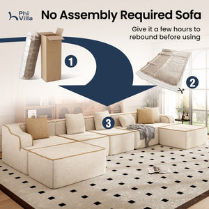 U Shaped Modular Sofa Large Boneless Couch Comfortable Living Room Seating