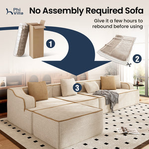 L Shaped Modular Sectional Sofa Compressed Boneless Couch