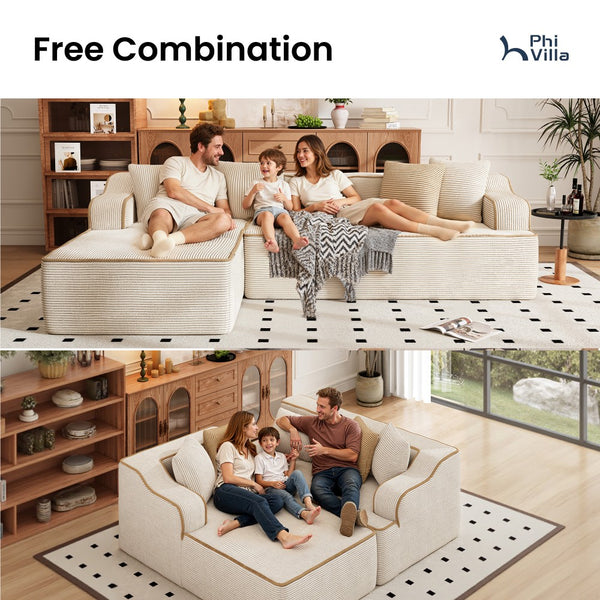 L Shaped Modular Sectional Sofa Compressed Boneless Couch