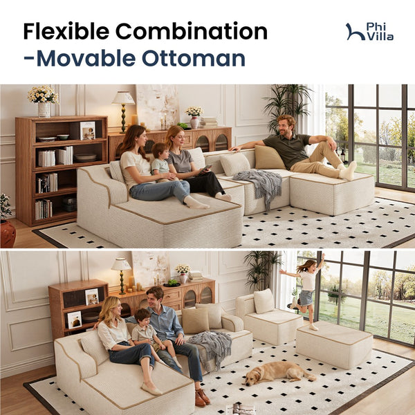 U Shaped Modular Sofa Large Boneless Couch Comfortable Living Room Seating