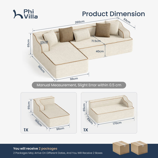 L Shaped Modular Sectional Sofa Compressed Boneless Couch