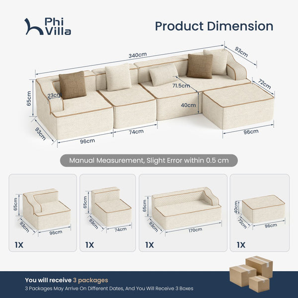 L Shaped Modular Sectional Sofa Compressed Boneless Couch