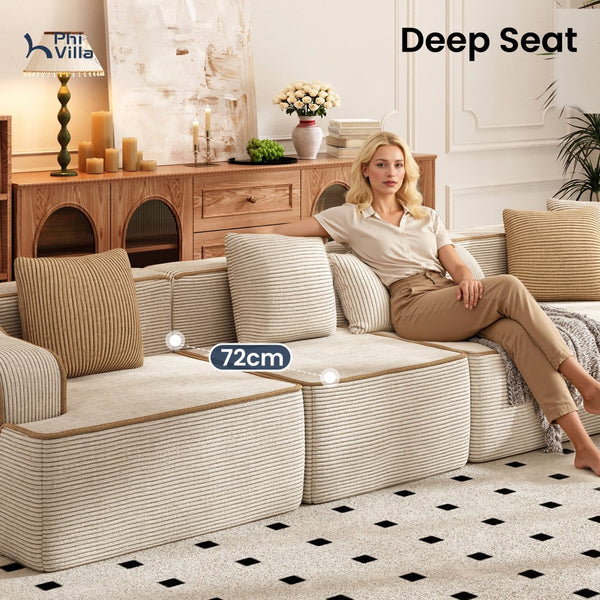 3 Seater Modular Sofa Soft Compressed Boneless Couch for Living Room