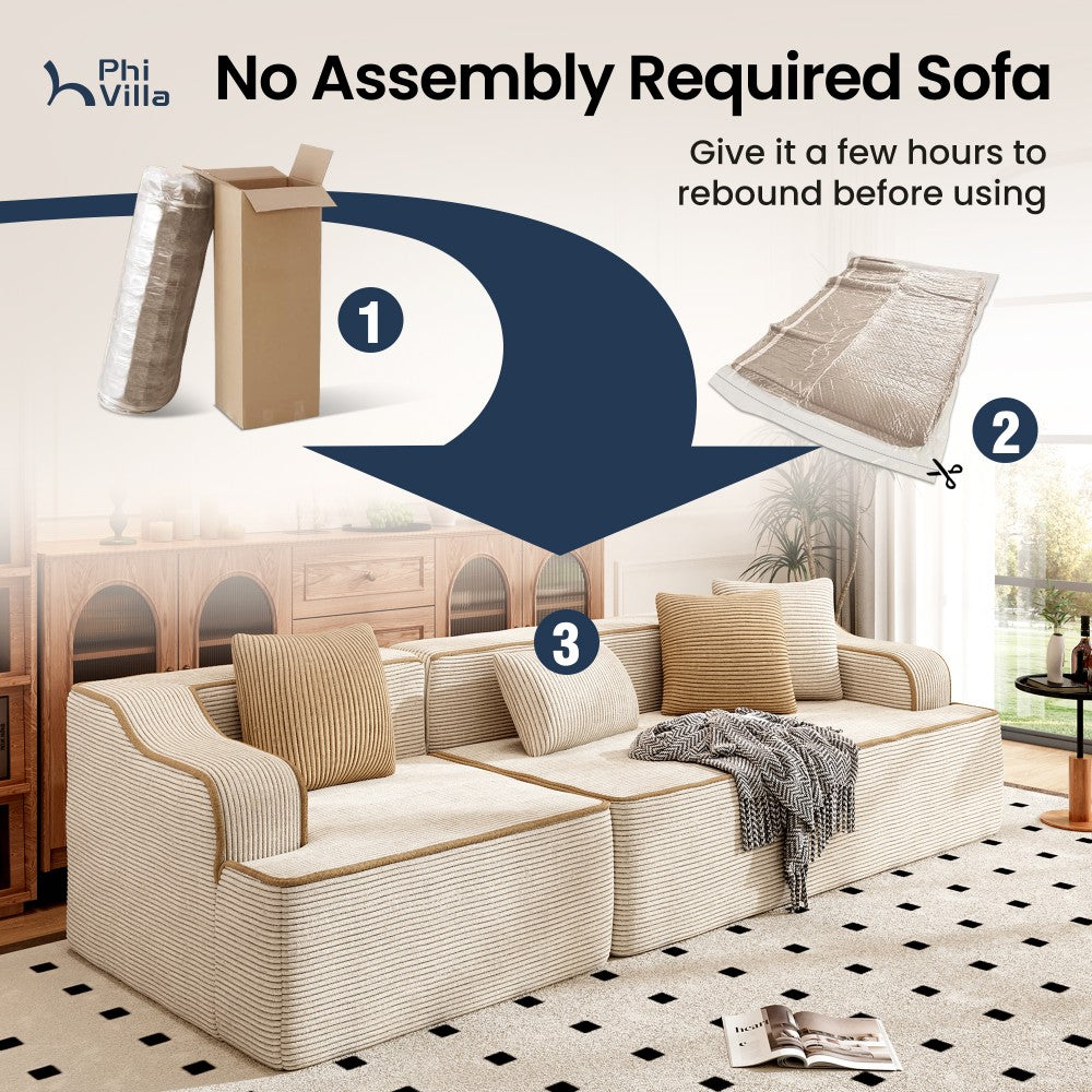 3 Seater Modular Sofa Soft Compressed Boneless Couch for Living Room