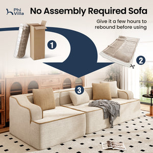 3 Seater Modular Sofa Soft Compressed Boneless Couch for Living Room