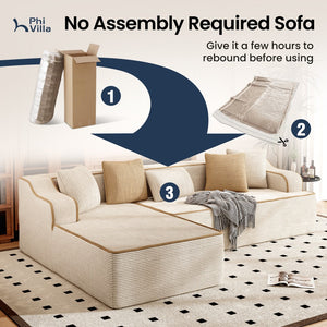 L Shaped Modular Sectional Sofa Compressed Boneless Couch
