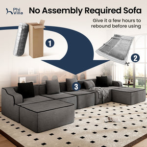 U Shaped Modular Sofa Large Boneless Couch Comfortable Living Room Seating