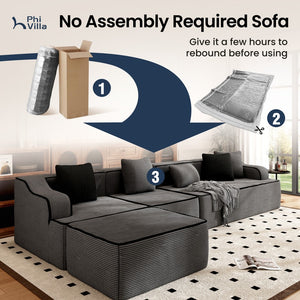 L Shaped Modular Sectional Sofa Compressed Boneless Couch