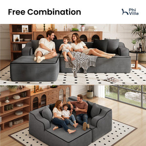 L Shaped Modular Sectional Sofa Compressed Boneless Couch