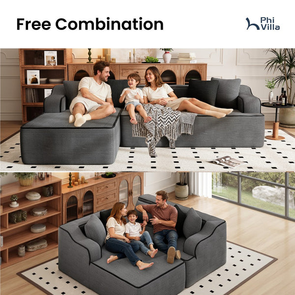 L Shaped Modular Sectional Sofa Compressed Boneless Couch