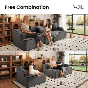 3 Seater Modular Sofa Soft Compressed Boneless Couch for Living Room