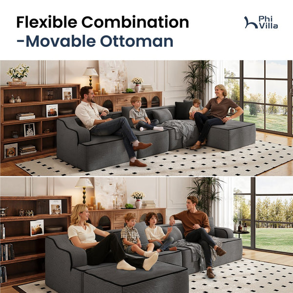 L Shaped Modular Sectional Sofa Compressed Boneless Couch