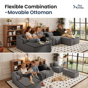 U Shaped Modular Sofa Large Boneless Couch Comfortable Living Room Seating
