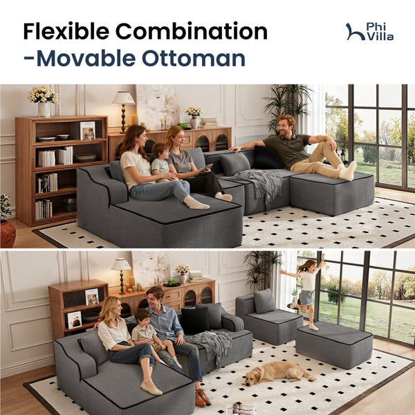 U Shaped Modular Sofa Large Boneless Couch Comfortable Living Room Seating
