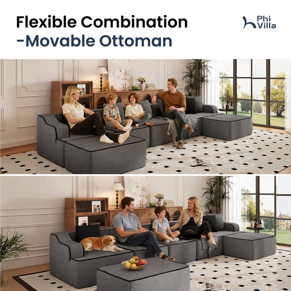 U Shaped Modular Sofa Large Boneless Couch Comfortable Living Room Seating