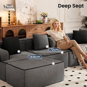 U Shaped Modular Sofa Large Boneless Couch Comfortable Living Room Seating