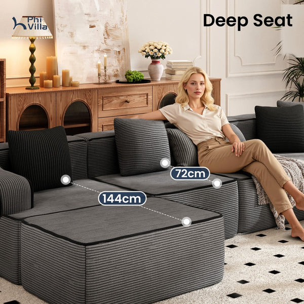 U Shaped Modular Sofa Large Boneless Couch Comfortable Living Room Seating