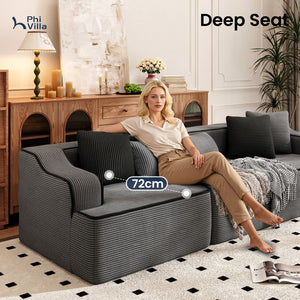 3 Seater Modular Sofa Soft Compressed Boneless Couch for Living Room