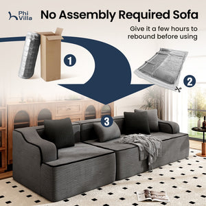 3 Seater Modular Sofa Soft Compressed Boneless Couch for Living Room