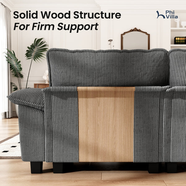 U‑Shaped Cosy Corduroy Sofa with Chaise