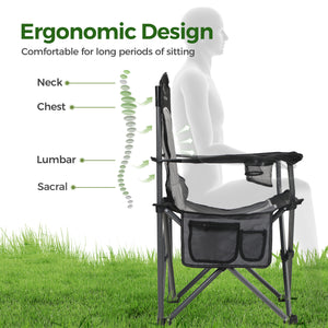 Set of 2 Mesh Folding Camping Chairs with Armrests