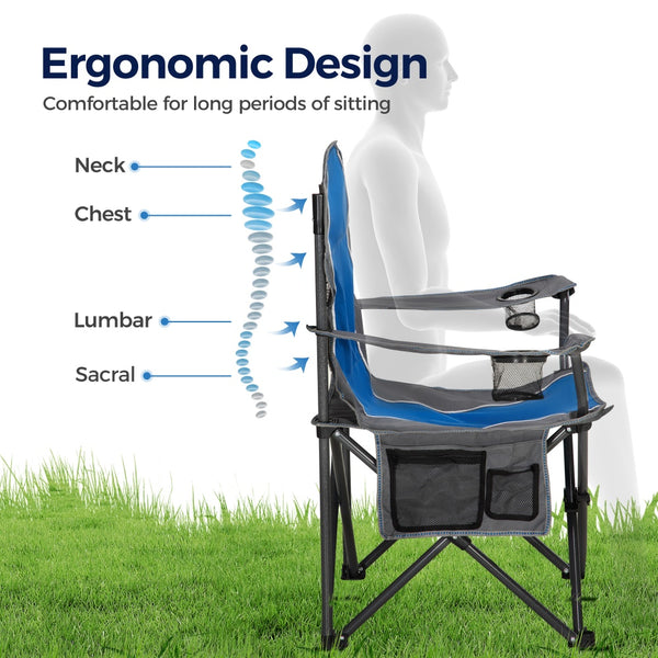 Set of 2 Folding Camping Chairs with Armrests