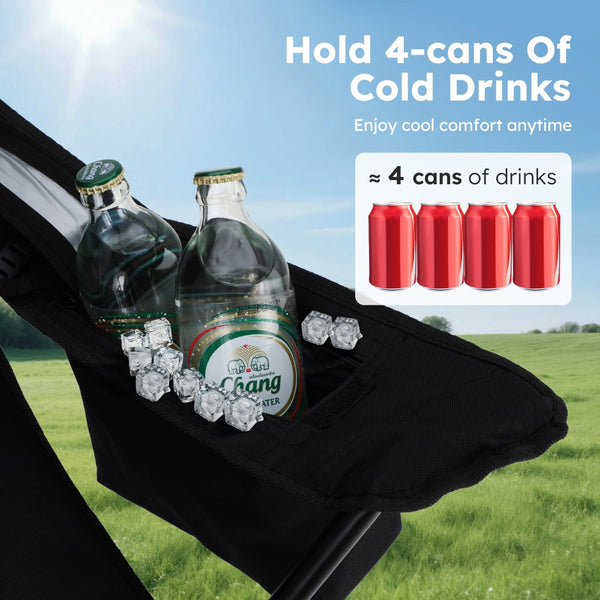Set of 2 Heavy Duty Folding Camping Chairs with Armrests