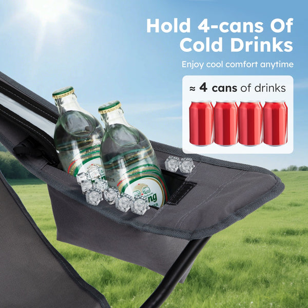 Set of 2 Heavy Duty Folding Camping Chairs with Armrests