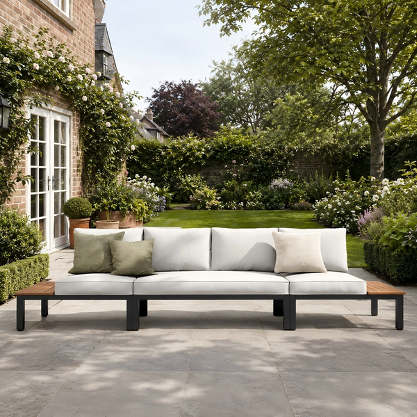 4 Seater Outdoor Metal Corner Sofa Set with Cushions