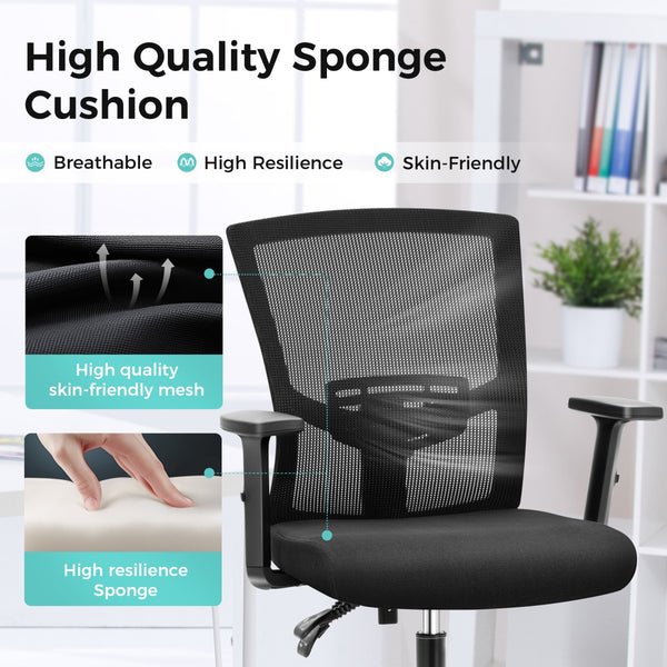 Ergonomic Mesh Office Chair with Adjustable Armrests & Lumbar Support