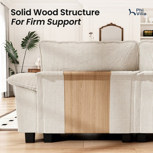 4‑Seater Corner Sofa in Corduroy with Chaise