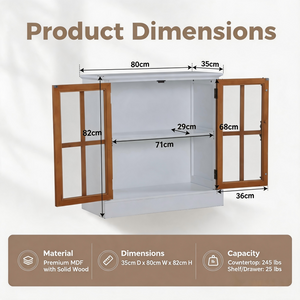 White Accent Cabinet with 2 Glass Doors for Living Room