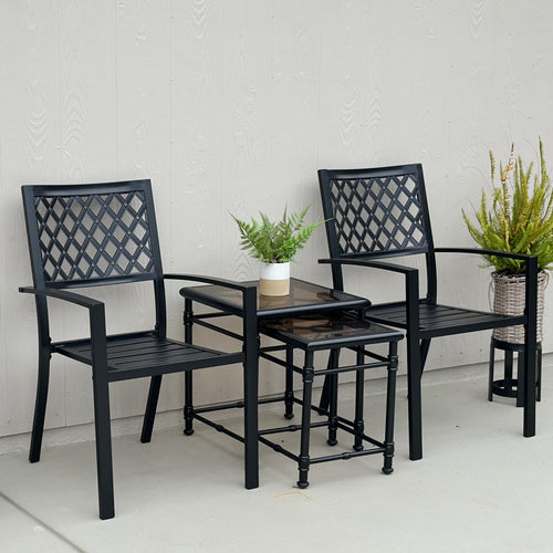Metal Stackable Garden Chairs Set of 2/4