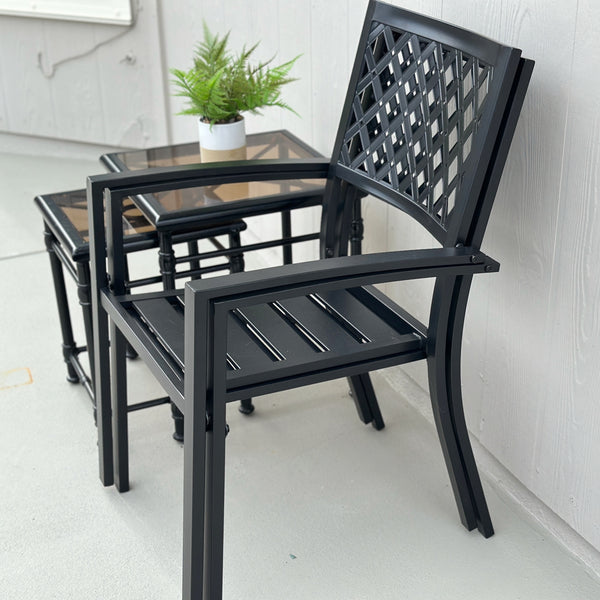 Metal Stackable Garden Chairs Set of 2/4