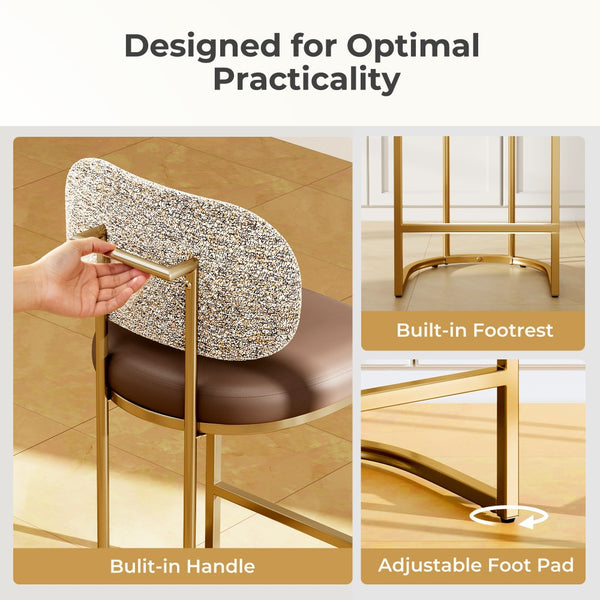 Modern PU and Chenille Counter Height Bar Stool