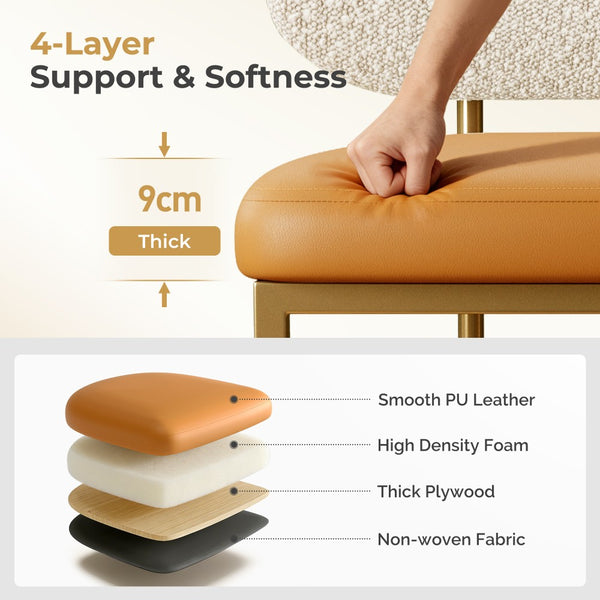 Modern PU and Chenille Counter Height Bar Stool