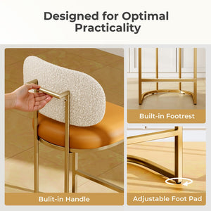 Modern PU and Chenille Counter Height Bar Stool